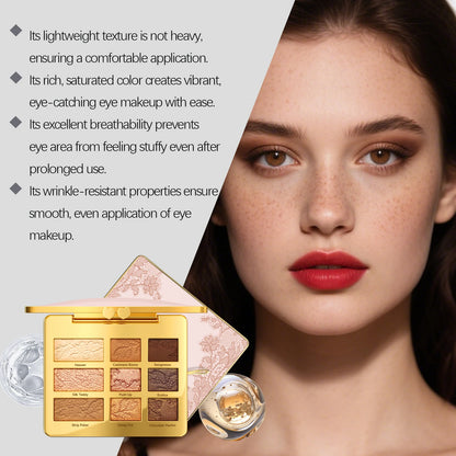 Waterproof Smudge-Proof 9-Color Eyeshadow Palette Multi-Use Long-Lasting Non-Fading Eye Makeup Parties Daily Gatherings