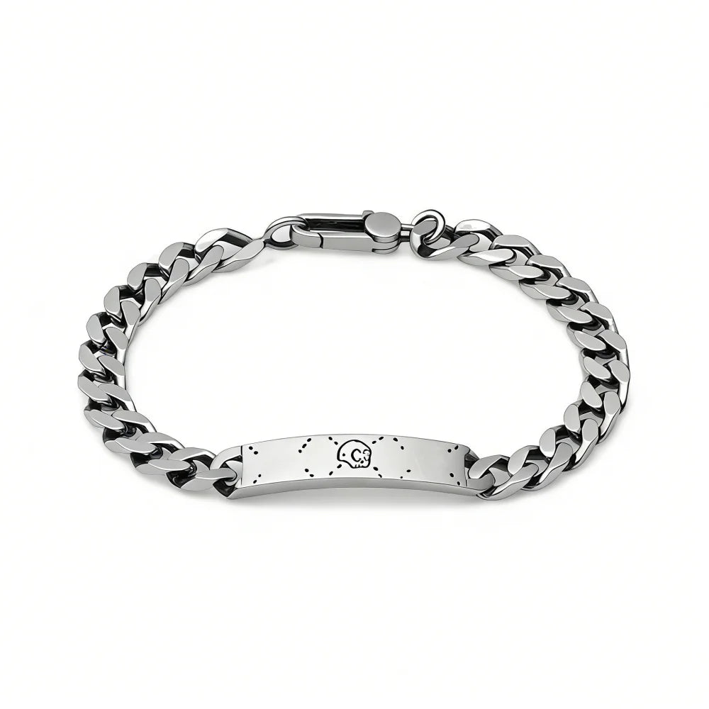 2026 New S925 Sterling Silver Fashion Retro Double G Skull Bracelet Commute