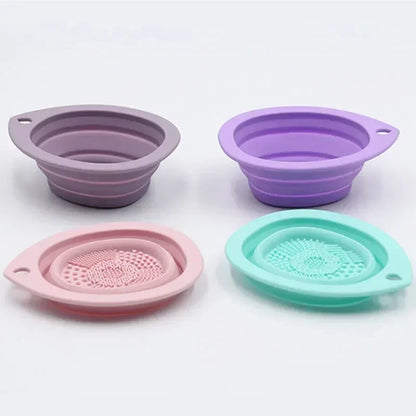 Foldable Silicone Brush Cleaner Scrubber Box Washing Bowl Powder Puff Eyeshadow Brushes Beauty Tool