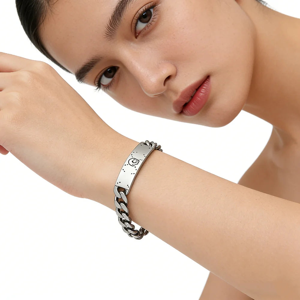 2026 New S925 Sterling Silver Fashion Retro Double G Skull Bracelet Commute