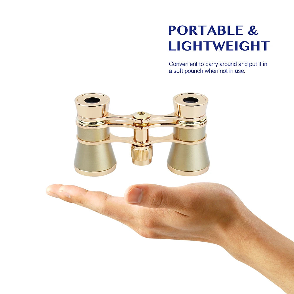 Opera Glasses Binoculars 3X25 Theater Glasses Mini Binocular Compact with Chain for Adults Women Kids in Musical Concert