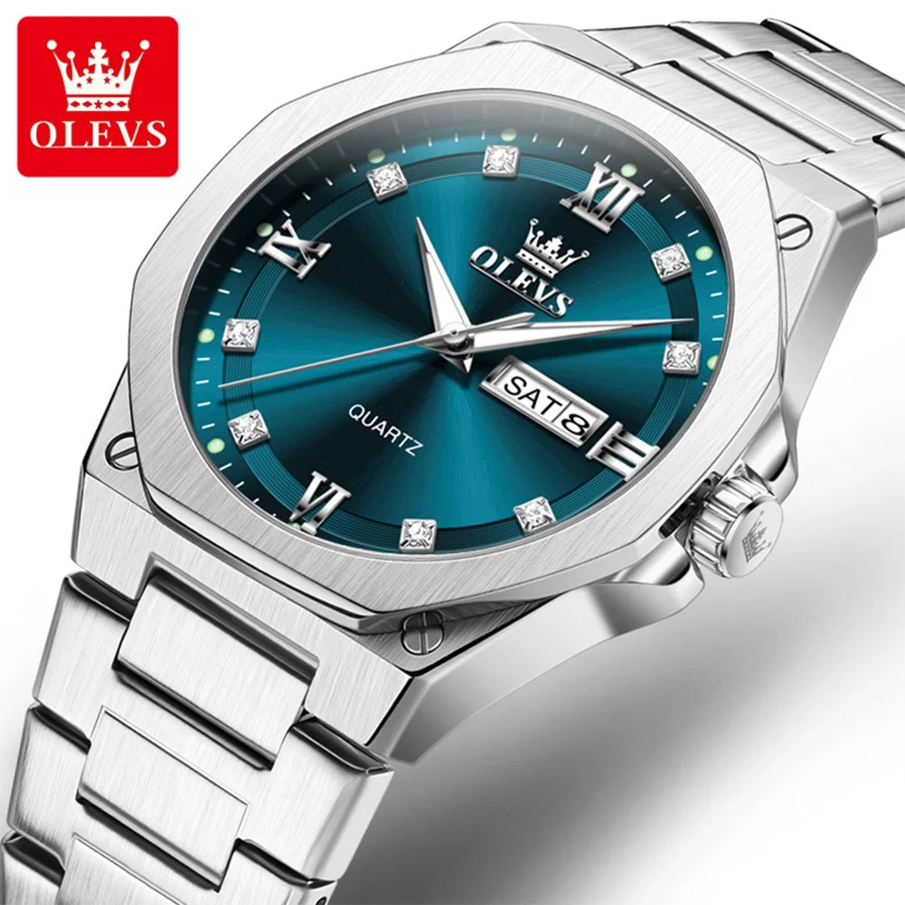 OLEVS 3736 Luxury Original Watches For Man Sports Quartz Watch Waterproof Luminous Week Date Watches Gift Box 2026