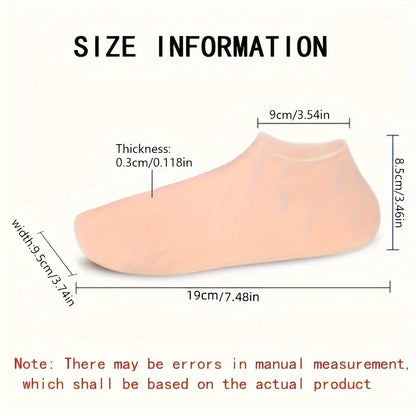 1 Pair Silicone Gel Moisturizing Foot Socks for Dry, Cracked Feet - Soothing Massage Pedicure Care Tool