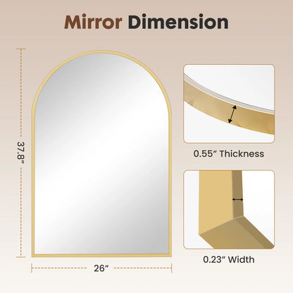 JHK 26"x38" Arched Metal Framed Bathroom Mirrors for Wall  Hanging Mirror Glass Mirror Modern Wall Decor For Bedroom Entryway