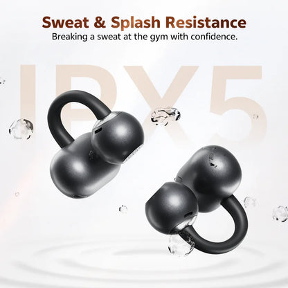 QCY CT06 Clip On Earbuds Crossky C50 Open Ear Wireless Bluetooth 6.0 Headphones with 4 Mic 35H Earbuds Comfortable for Running