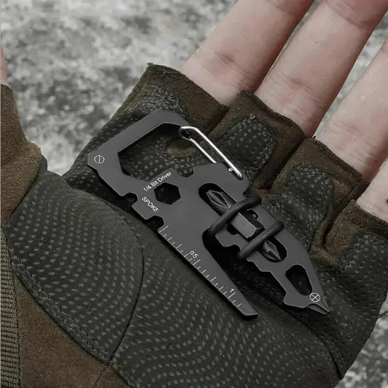 1PC Stainless Steel Carabiner Clip with Bottle Opener Keychain Multifunction Card Tool for Camping Climbing Outdoor Activities