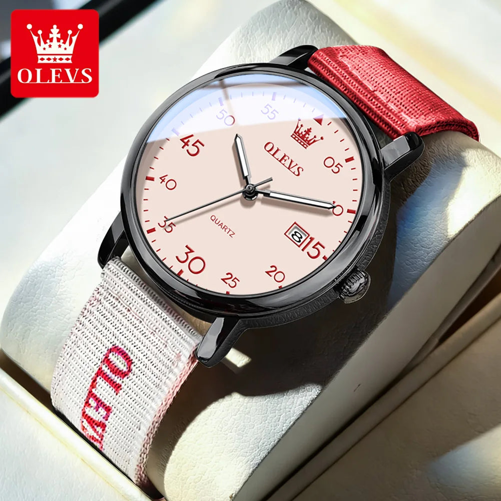 OLEVS Watches Date Quartz Wristwatch Waterproof Luminous Watches Nylonstrap Original Casual Fashion Student Watch 2997 Reloj