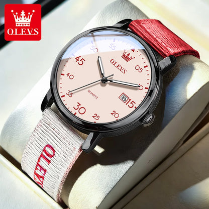 OLEVS Watches Date Quartz Wristwatch Waterproof Luminous Watches Nylonstrap Original Casual Fashion Student Watch 2997 Reloj