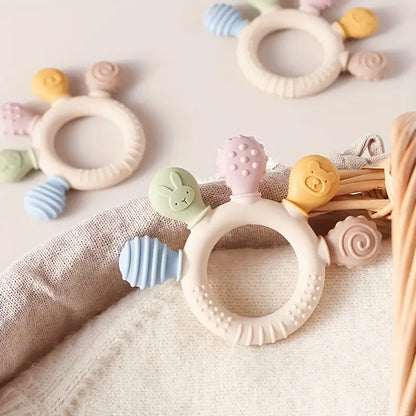 Baby silicone teether anti-eating hand grasping training biting and biting and biting teething sticks nibbling toys chewing teet