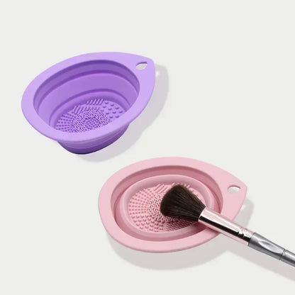 Foldable Silicone Brush Cleaner Scrubber Box Washing Bowl Powder Puff Eyeshadow Brushes Beauty Tool