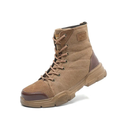 SUADEX Steel Toe Boots for Men Work Boots Indestructible Work Shoes Desert Safety Boots Safety Shoes 36-48