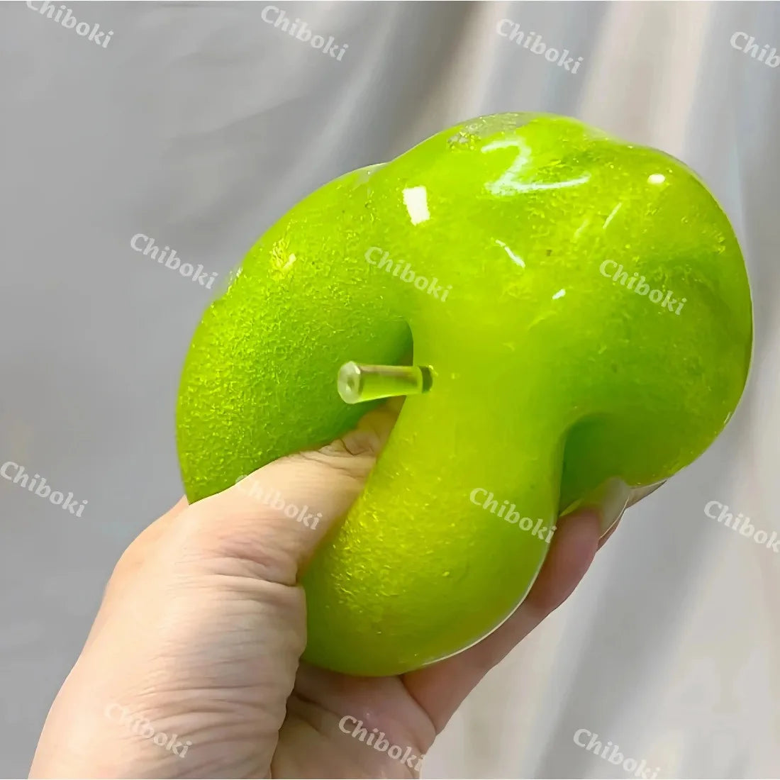 Green Apple Slushie Squishy Fidget Toy Crunchy Moldable Non-Bounce Sensory Stress Reliever Medium Grip Strength Slow Rising Gift