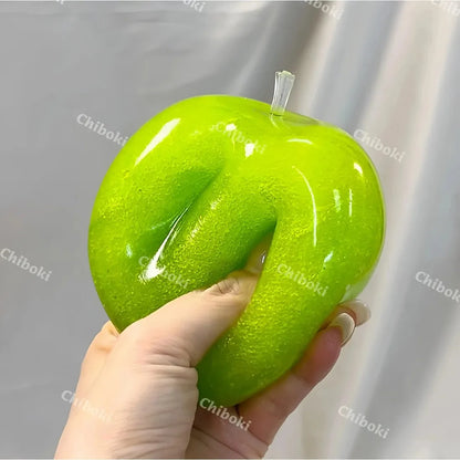 Green Apple Slushie Squishy Fidget Toy Crunchy Moldable Non-Bounce Sensory Stress Reliever Medium Grip Strength Slow Rising Gift