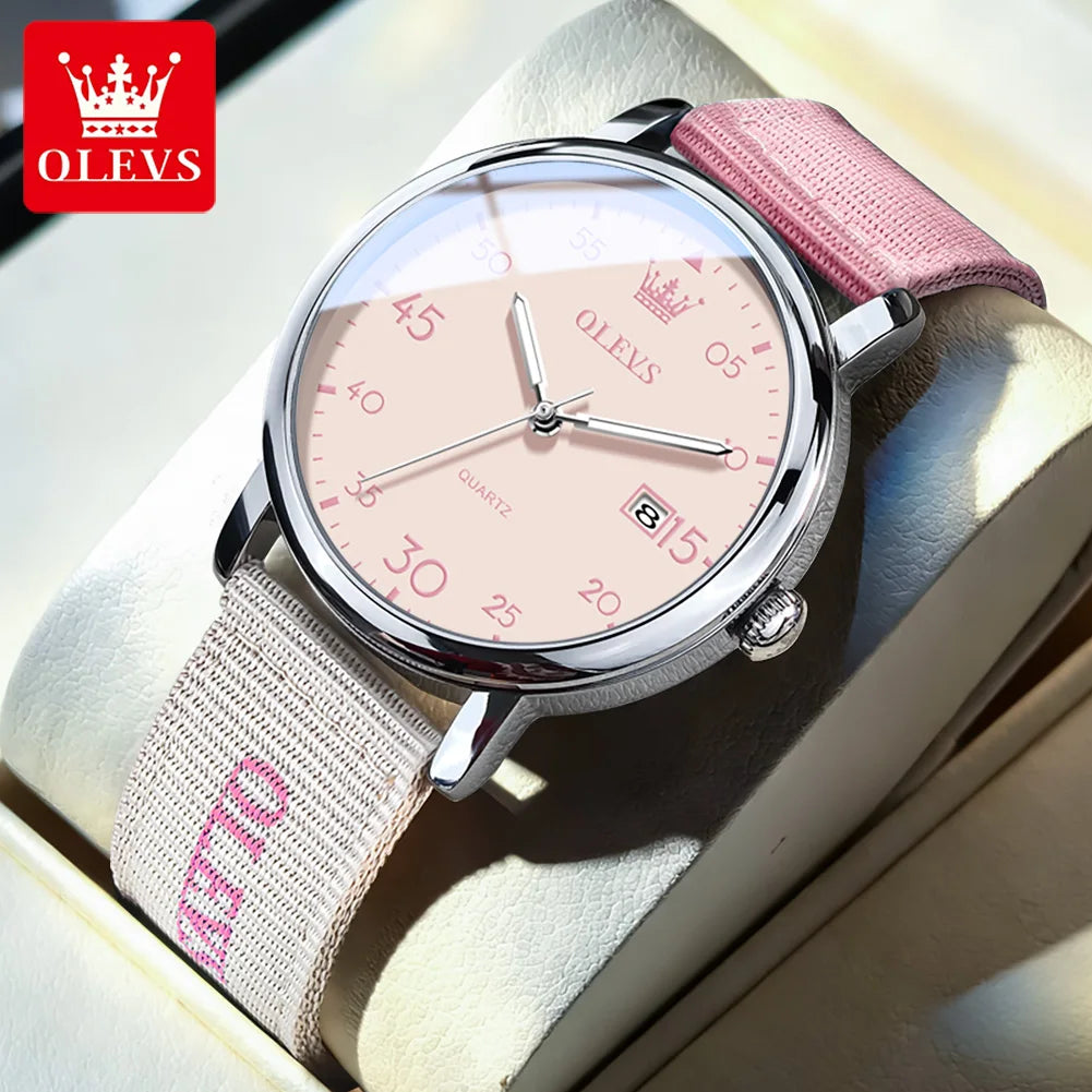 OLEVS Watches Date Quartz Wristwatch Waterproof Luminous Watches Nylonstrap Original Casual Fashion Student Watch 2997 Reloj