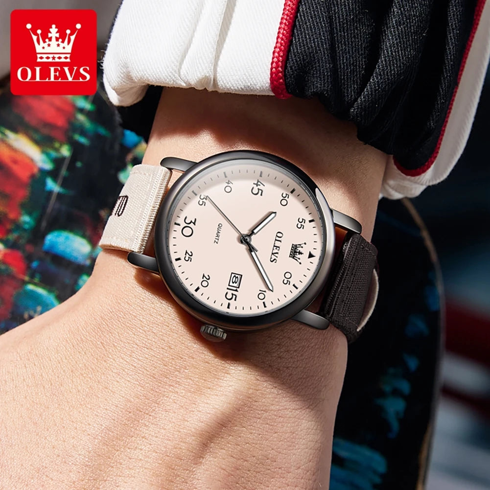 OLEVS Watches Date Quartz Wristwatch Waterproof Luminous Watches Nylonstrap Original Casual Fashion Student Watch 2997 Reloj