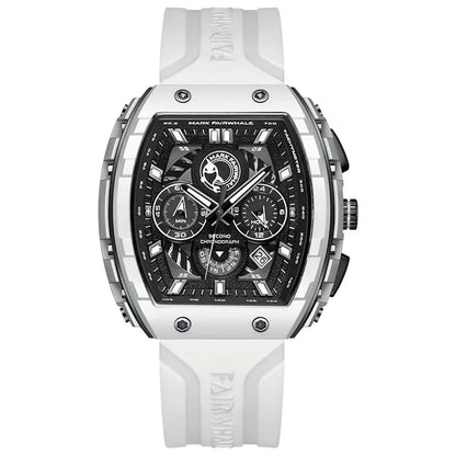 Mark Fairwhale 5670 Men's Top Design Quartz Tonneau Multifunction Chronograph Waterproof Silicone  Sports Quartz Watch for Men
