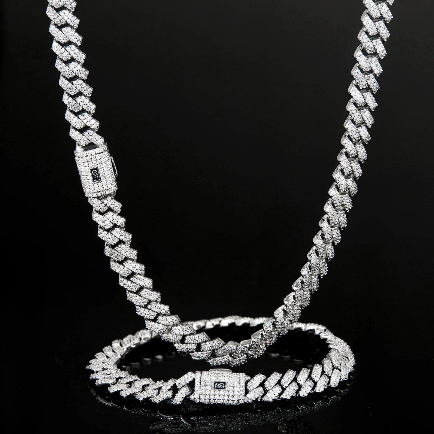 8mm Men’s Iced Out Cuban Link Chain Necklace, 14K Gold Plated Cubic Zirconia Necklace for Men, Waterproof Hip Hop Jewelry with Secure Clasp