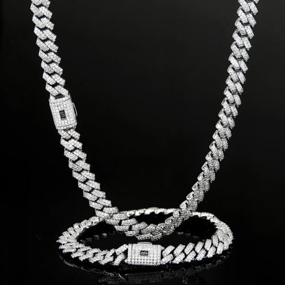 8mm Men’s Iced Out Cuban Link Chain Necklace, 14K Gold Plated Cubic Zirconia Necklace for Men, Waterproof Hip Hop Jewelry with Secure Clasp