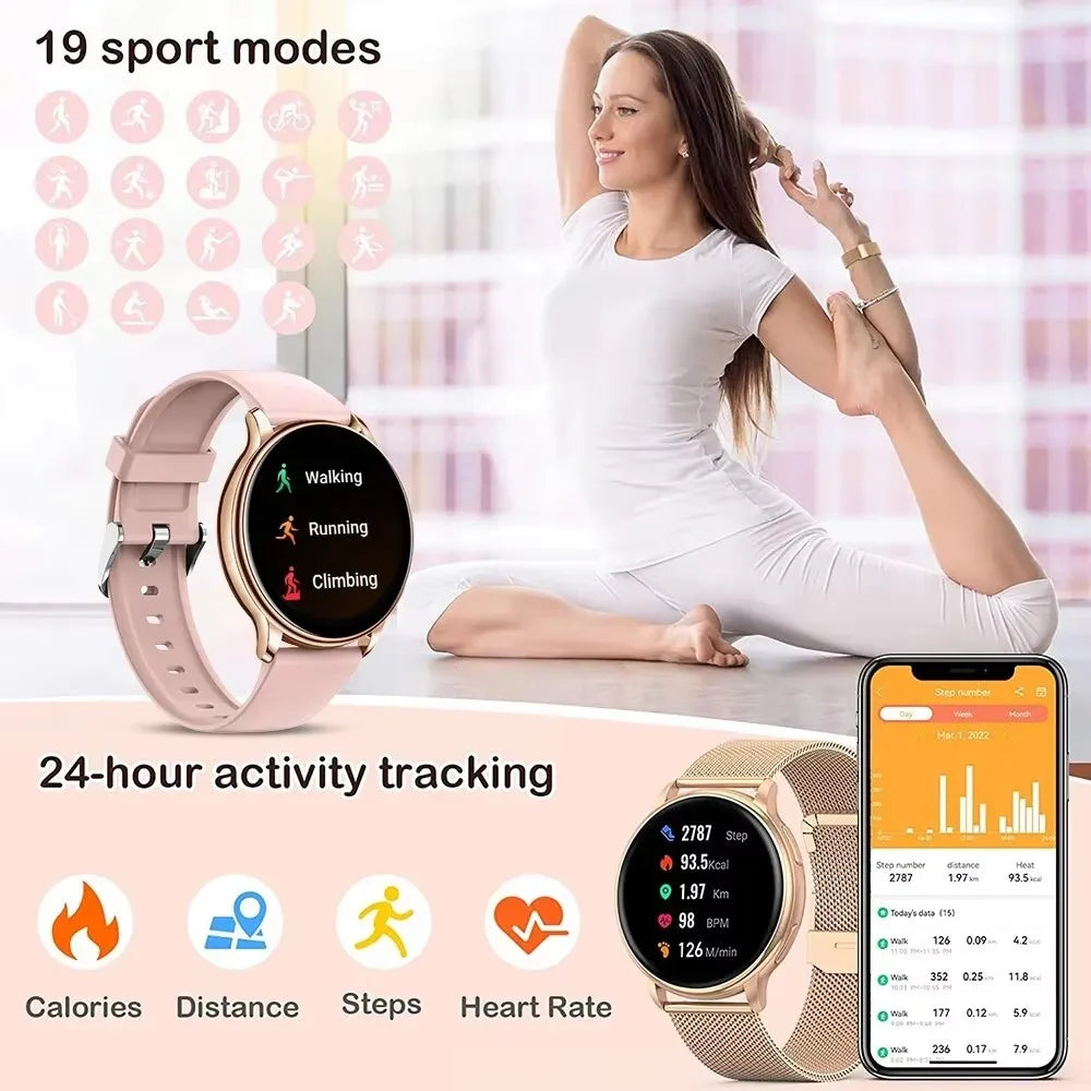 MEVADEN 1.32 inch Luxury Smartwatch Bluetooth Call Women Fashion Sports Fitness Tracker Health Monitor Smart Watch for Ladies