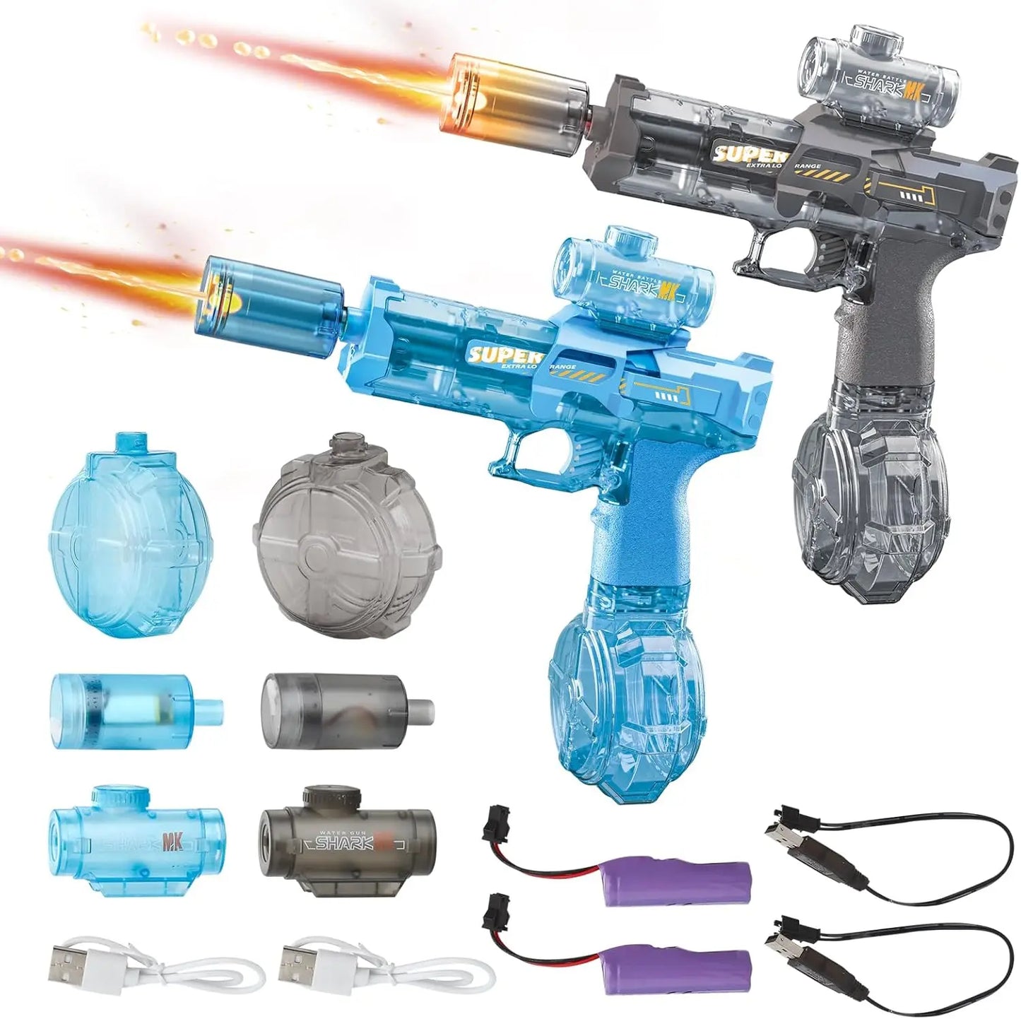Rechargeable Electric Water Gun with LED Lights - 26ft Range, 30min Playtime, Perfect Summer Gift for Kids & Adults