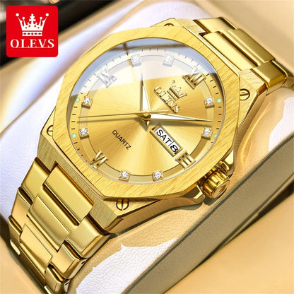 OLEVS 3736 Luxury Original Watches For Man Sports Quartz Watch Waterproof Luminous Week Date Watches Gift Box 2026