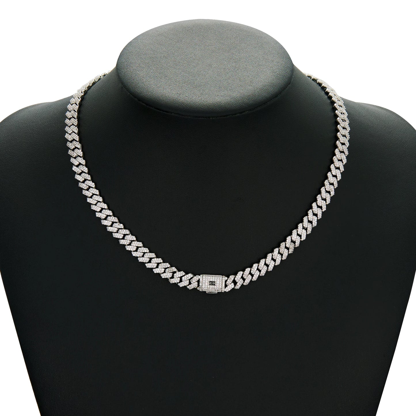 8mm Men’s Iced Out Cuban Link Chain Necklace, 14K Gold Plated Cubic Zirconia Necklace for Men, Waterproof Hip Hop Jewelry with Secure Clasp