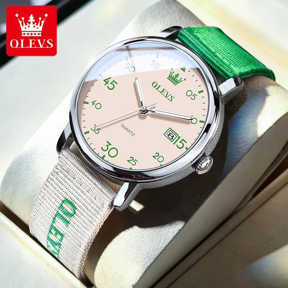 OLEVS Watches Date Quartz Wristwatch Waterproof Luminous Watches Nylonstrap Original Casual Fashion Student Watch 2997 Reloj