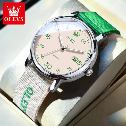 OLEVS Watches Date Quartz Wristwatch Waterproof Luminous Watches Nylonstrap Original Casual Fashion Student Watch 2997 Reloj