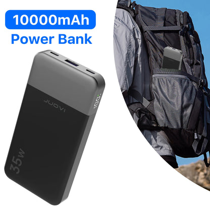 JUOVI Mini Power Bank, 10000mAh 35W Fast Charging Small Portable Charger PD 3.0 QC 4.0 Lightweight Battery Pack for iPhone 16 17