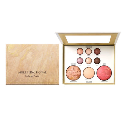 All-in-1 Gilded Makeup Palette Eyeshadow Blush Highlighter Contour Brightening Makeup Palette Long Lasting Daily Party Makeup