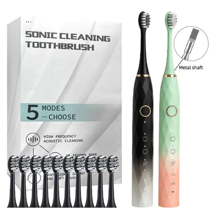 Electric Toothbrush Rotary Cleaning Teeth Brush Waterproof Electronic Tooth Brush With Timer USB Rechargeable Toothbrush 10 head